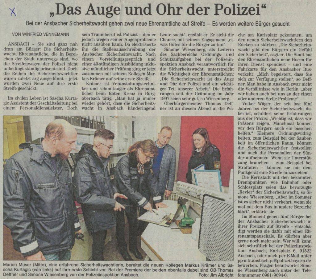 Pressebericht: Sicherheitswacht Ansbach